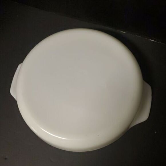 ANCHOR HOCKING MILK WHITE GLASS 1.5 QT Green Floral Pattern CASSEROLE DI… - Picture 5 of 7